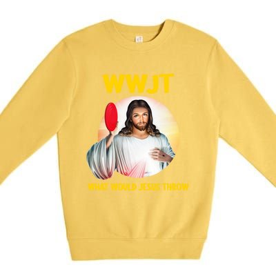 What Would Jesus Throw Disc Golf Golfer Frisbee Cute Gift Premium Crewneck Sweatshirt