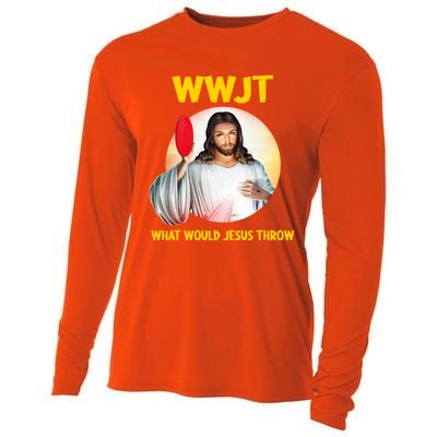 What Would Jesus Throw Disc Golf Golfer Frisbee Cute Gift Cooling Performance Long Sleeve Crew