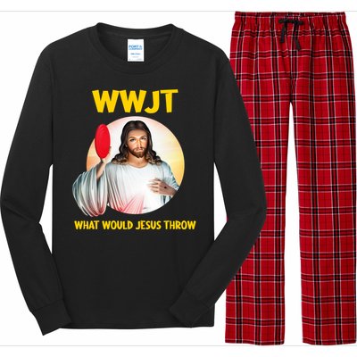 What Would Jesus Throw Disc Golf Golfer Frisbee Cute Gift Long Sleeve Pajama Set