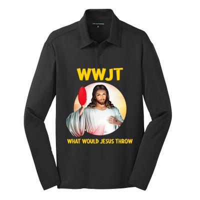 What Would Jesus Throw Disc Golf Golfer Frisbee Cute Gift Silk Touch Performance Long Sleeve Polo