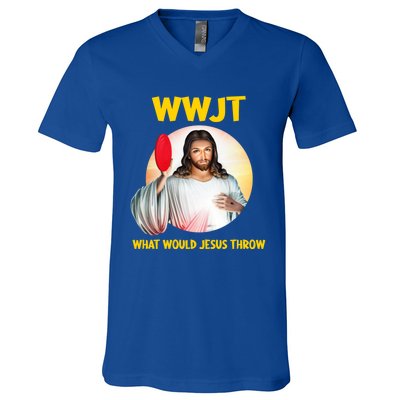 What Would Jesus Throw Disc Golf Golfer Frisbee Cute Gift V-Neck T-Shirt