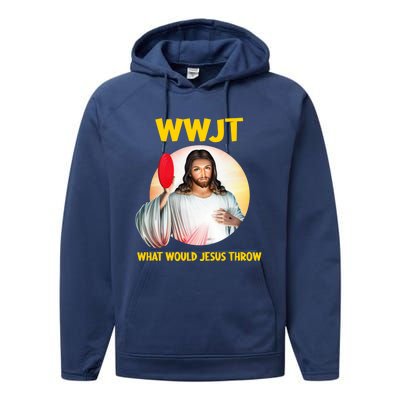 What Would Jesus Throw Disc Golf Golfer Frisbee Cute Gift Performance Fleece Hoodie