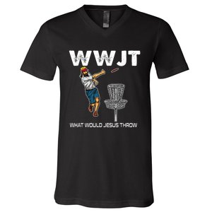 What Would Jesus Throw Golf Disc V-Neck T-Shirt