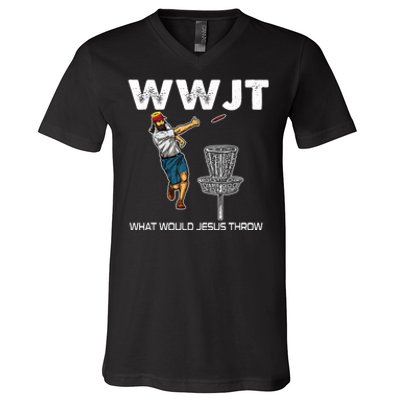 What Would Jesus Throw Golf Disc V-Neck T-Shirt