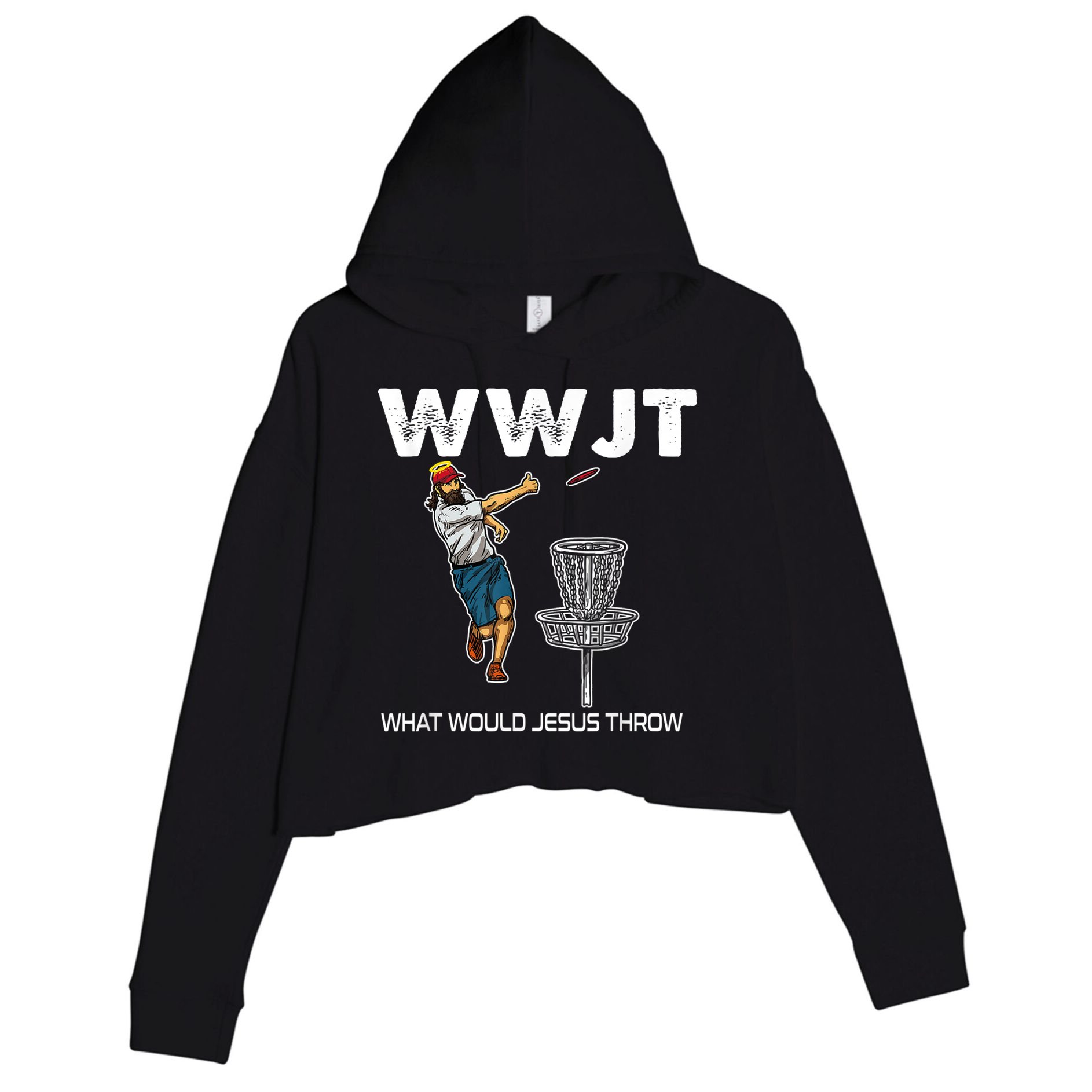 What Would Jesus Throw Golf Disc Crop Fleece Hoodie