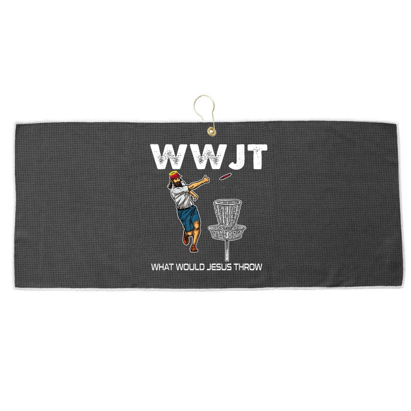 What Would Jesus Throw Golf Disc Large Microfiber Waffle Golf Towel