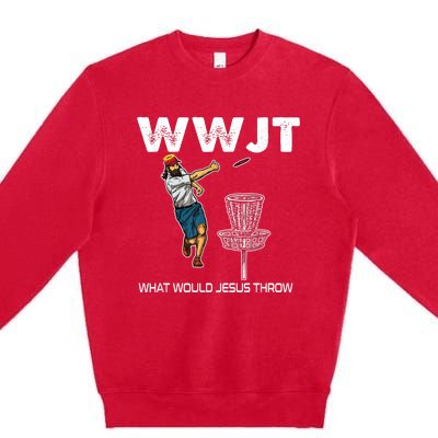 What Would Jesus Throw Golf Disc Premium Crewneck Sweatshirt