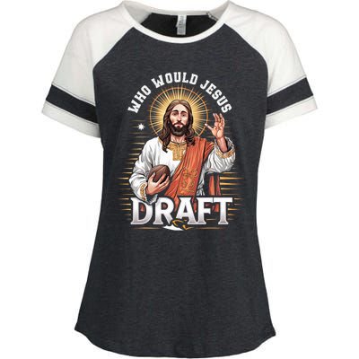 Who Would Jesus Draft Fantasy Football Fan Enza Ladies Jersey Colorblock Tee