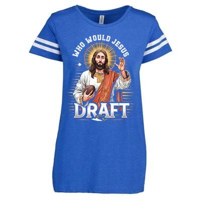 Who Would Jesus Draft Fantasy Football Fan Enza Ladies Jersey Football T-Shirt