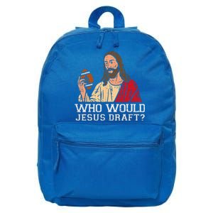 Who Would Jesus Draft Funny Fantasy Football Christian 16 in Basic Backpack