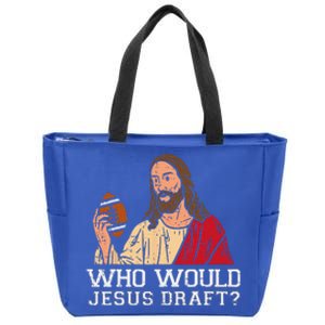 Who Would Jesus Draft Funny Fantasy Football Christian Zip Tote Bag