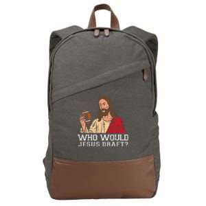 Who Would Jesus Draft Funny Fantasy Football Christian Cotton Canvas Backpack