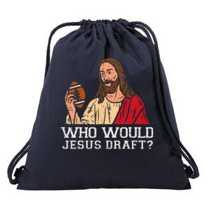 Who Would Jesus Draft Funny Fantasy Football Christian Drawstring Bag