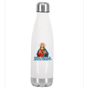 Who Would Jesus Draft Funny Fantasy Football Jesus Stainless Steel Insulated Water Bottle