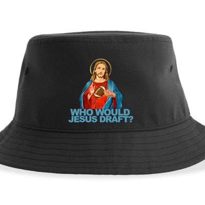 Who Would Jesus Draft Funny Fantasy Football Jesus Sustainable Bucket Hat