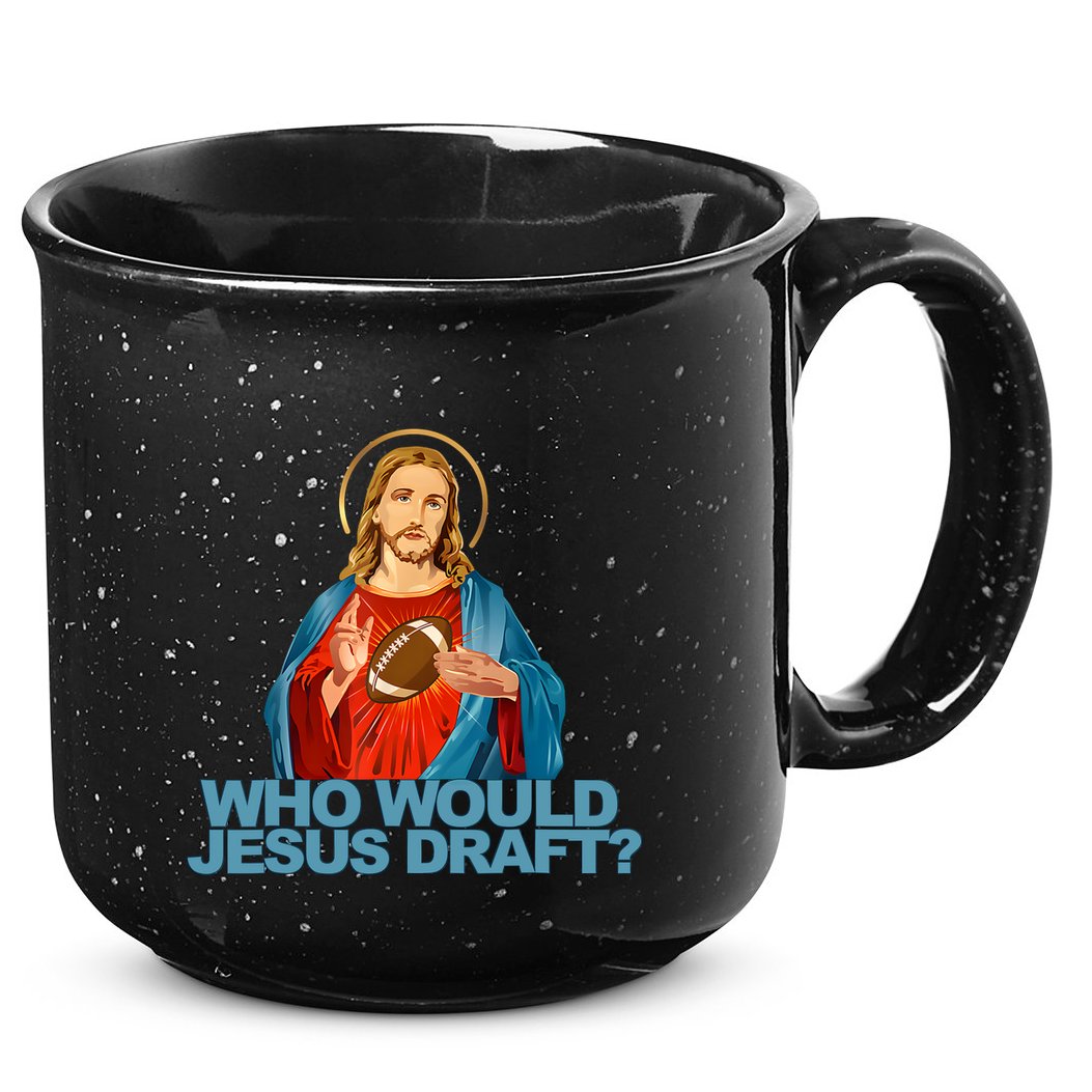 Who Would Jesus Draft Funny Fantasy Football Jesus 15oz Campfire Ceramic Mug