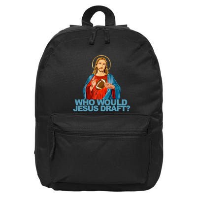 Who Would Jesus Draft Funny Fantasy Football Jesus 16 in Basic Backpack