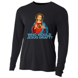 Who Would Jesus Draft Funny Fantasy Football Jesus Cooling Performance Long Sleeve Crew