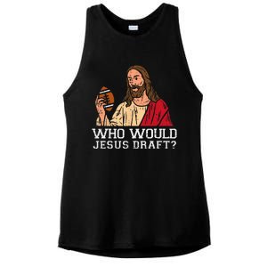 Who Would Jesus Draft American Football Funny Christian Ladies PosiCharge Tri-Blend Wicking Tank