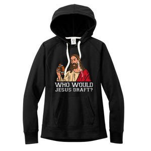 Who Would Jesus Draft American Football Funny Christian Women's Fleece Hoodie