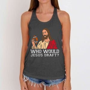 Who Would Jesus Draft American Football Funny Christian Women's Knotted Racerback Tank