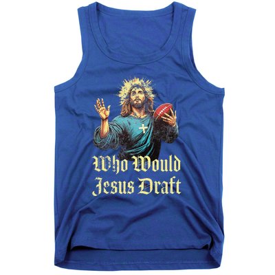 Who Would Jesus Draft Fantasy Football Christian Draft Party Tank Top