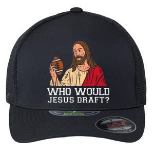 Who Would Jesus Draft Funny Fantasy Football Christian Flexfit Unipanel Trucker Cap