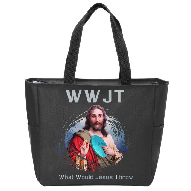 What Would Jesus Throw Funny Disc Golf & Women Zip Tote Bag