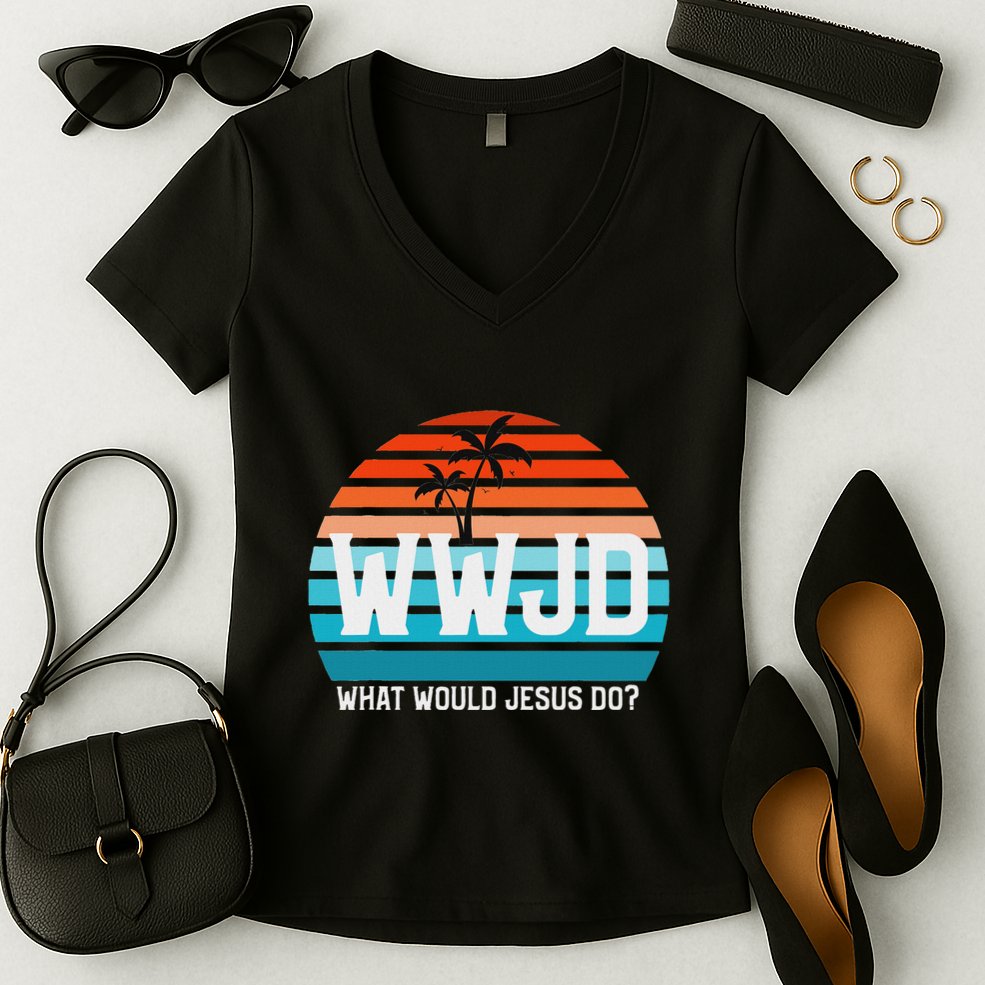 What Would Jesus Do He Would Love First! Wwjd Hwlf Women's V-Neck T-Shirt