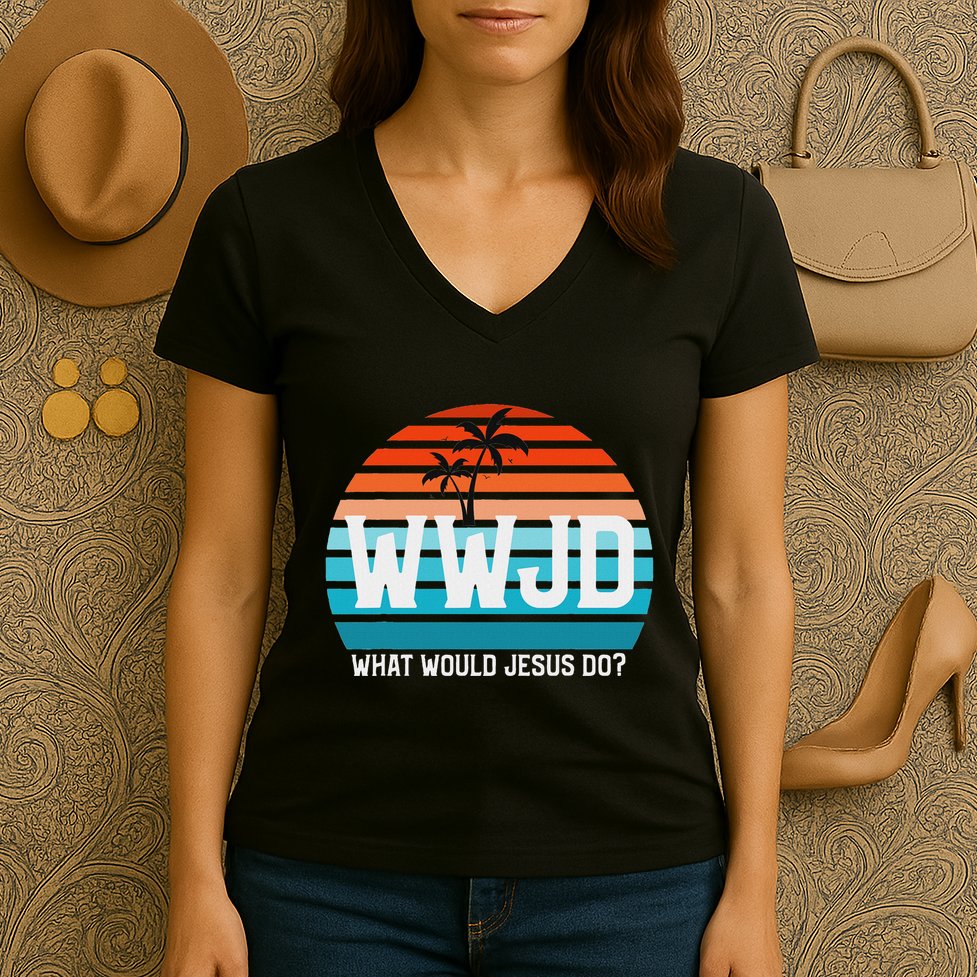 What Would Jesus Do He Would Love First! Wwjd Hwlf Women's V-Neck T-Shirt