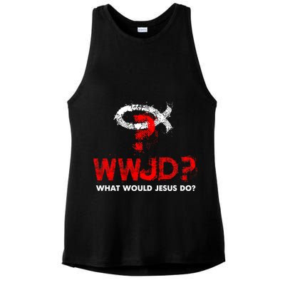 WWJD? What Would Jesus Do Ladies PosiCharge Tri-Blend Wicking Tank