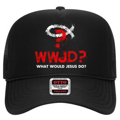 WWJD? What Would Jesus Do High Crown Mesh Back Trucker Hat