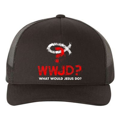 WWJD? What Would Jesus Do Yupoong Adult 5-Panel Trucker Hat