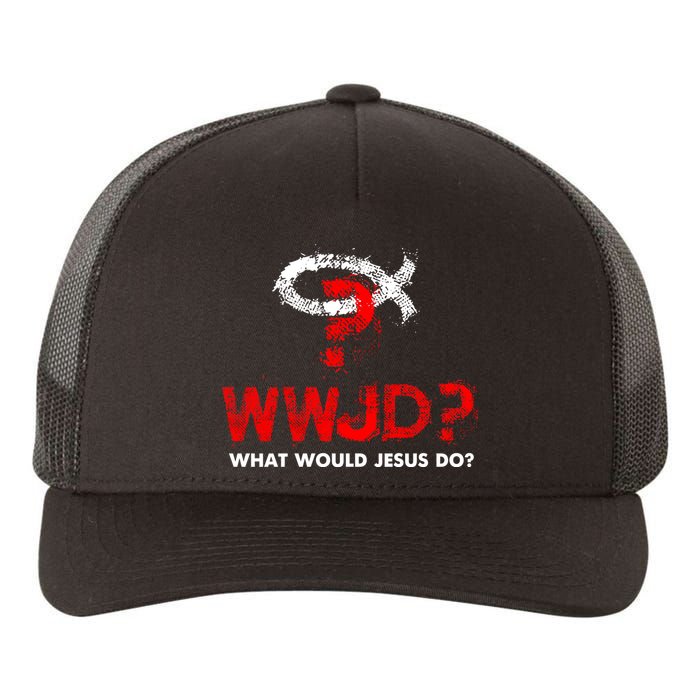 WWJD? What Would Jesus Do Yupoong Adult 5-Panel Trucker Hat