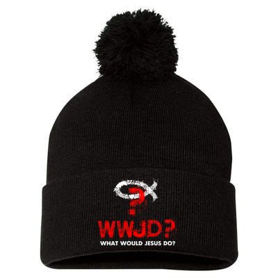 WWJD? What Would Jesus Do Pom Pom 12in Knit Beanie