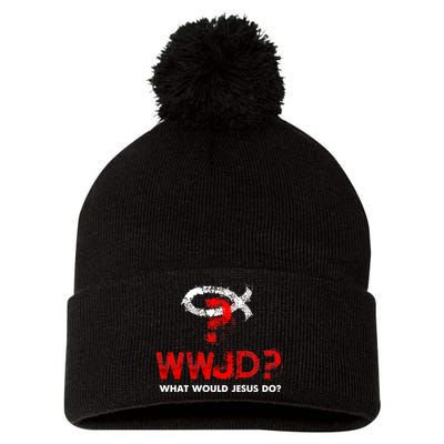 WWJD? What Would Jesus Do Pom Pom 12in Knit Beanie