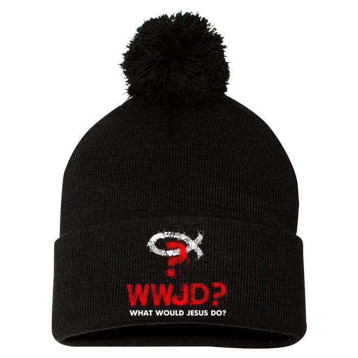 WWJD? What Would Jesus Do Pom Pom 12in Knit Beanie