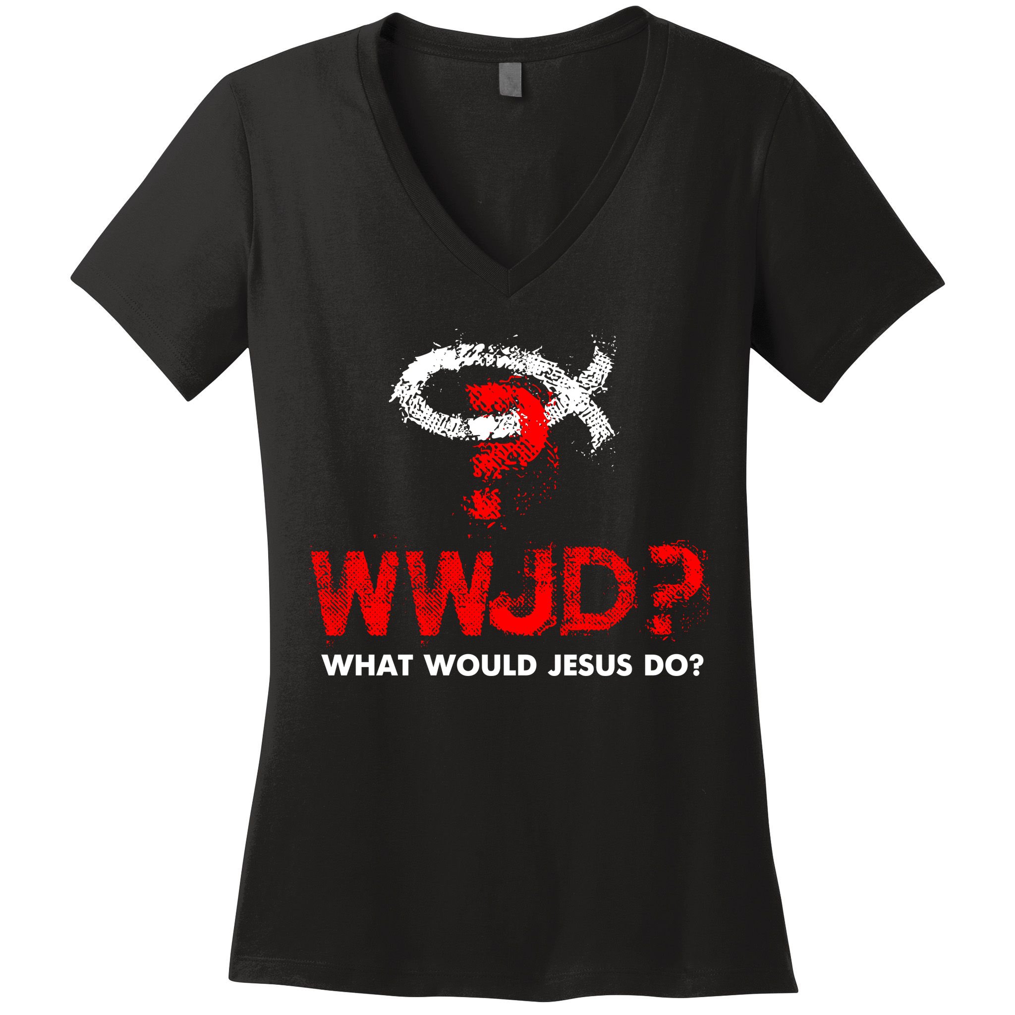 WWJD? What Would Jesus Do Women's V-Neck T-Shirt
