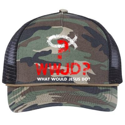 WWJD? What Would Jesus Do Retro Rope Trucker Hat Cap