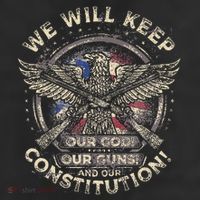 We Will Keep Our God Guns And Constitution Distressed 7 Panel Mesh Trucker Snapback Hat
