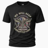 We Will Keep Our God Guns And Constitution Distressed Cooling Performance Crew T-Shirt