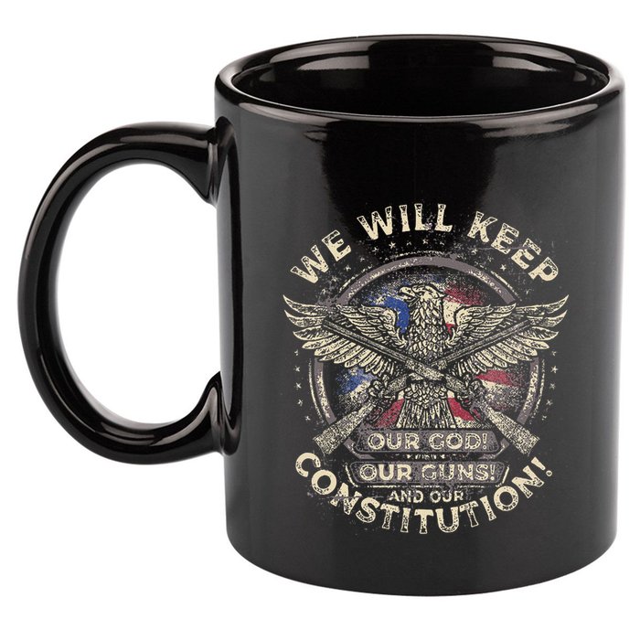 We Will Keep Our God Guns And Constitution Distressed 11oz C Handle Ceramic Mug