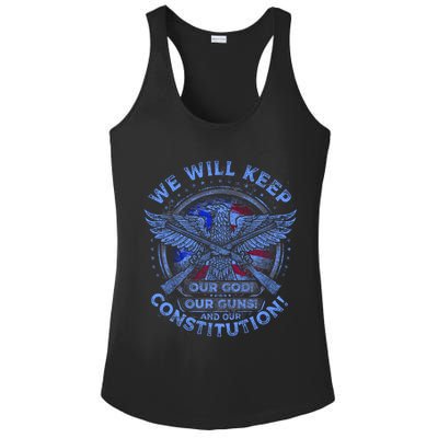 We Will Keep Our God Guns And Constitution 2nd Amendment Ladies PosiCharge Competitor Racerback Tank