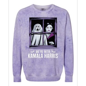 WeRe With Kamala Harris Scarry Halloween Ghost Vampire Colorblast Crewneck Sweatshirt