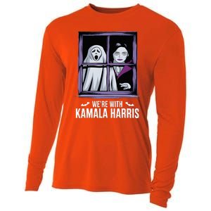 WeRe With Kamala Harris Scarry Halloween Ghost Vampire Cooling Performance Long Sleeve Crew