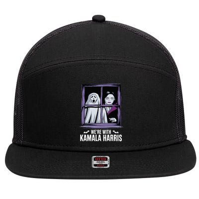 WeRe With Kamala Harris Scarry Halloween Ghost Vampire 7 Panel Mesh Trucker Snapback Hat