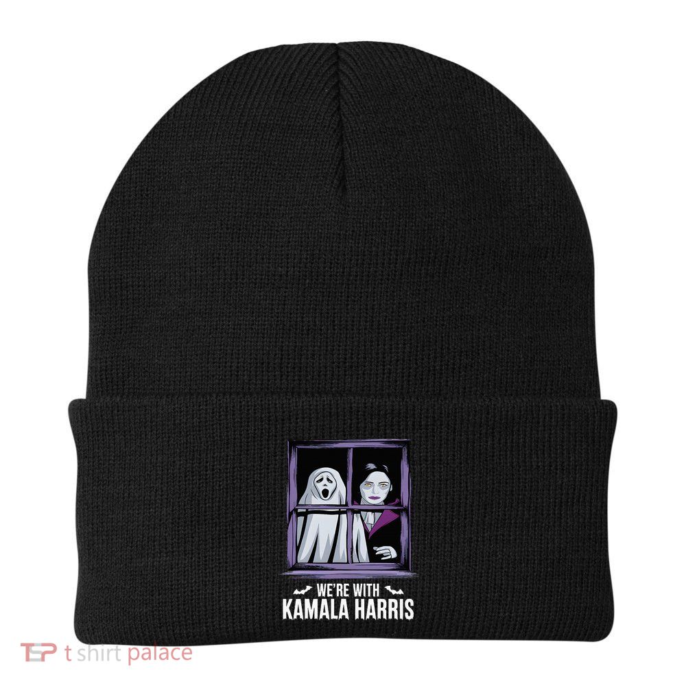 WeRe With Kamala Harris Scarry Halloween Ghost Vampire Beanie