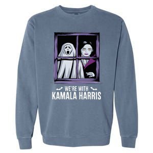 WeRe With Kamala Harris Scarry Halloween Ghost Vampire Garment-Dyed Sweatshirt