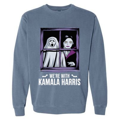 WeRe With Kamala Harris Scarry Halloween Ghost Vampire Garment-Dyed Sweatshirt