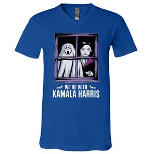 WeRe With Kamala Harris Scarry Halloween Ghost Vampire V-Neck T-Shirt